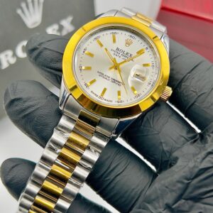RLX 013- 2Tone Silver Golden with Silver Dial Premium Oyster Perpetual Datejust Luxury Watch for Men – High-End Stainless Steel Finish – Waterproof & Elegant Design