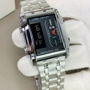 SKME 001- Silver High Quality Quartz with Digital Watch