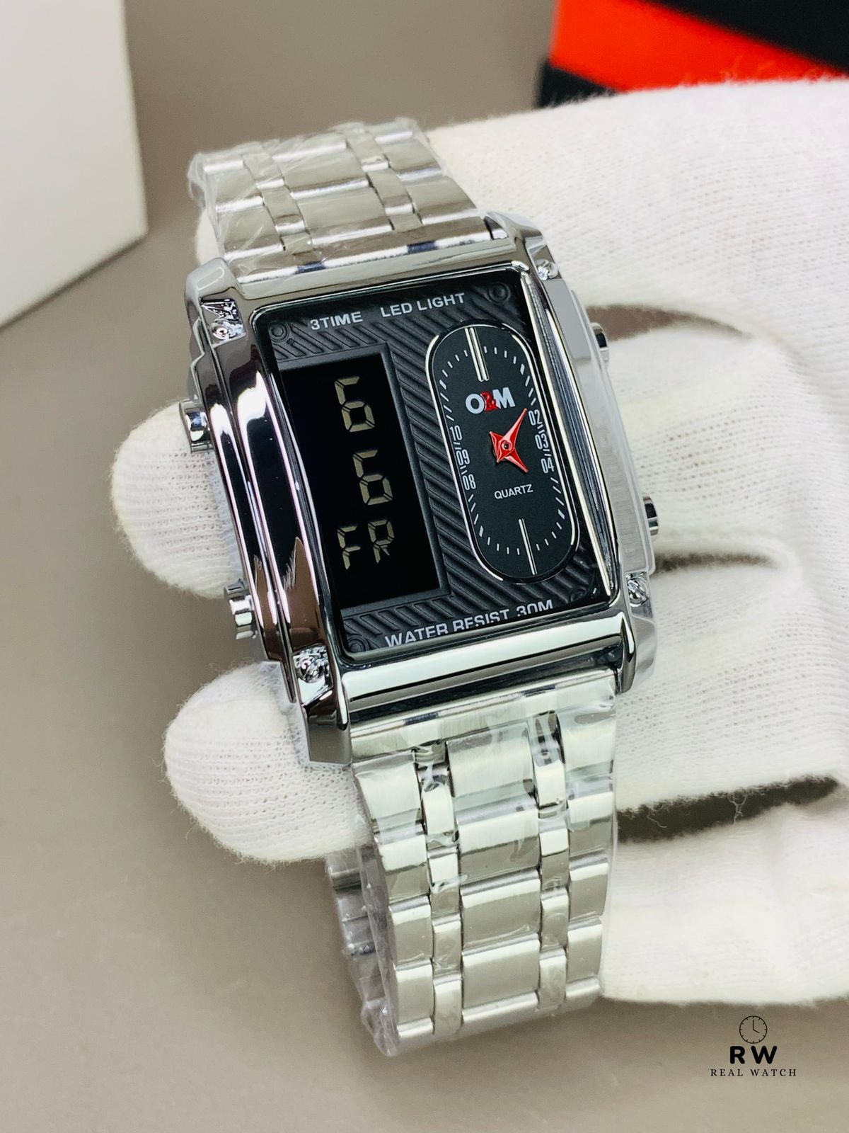 SKME 001- Silver High Quality Quartz with Digital Watch