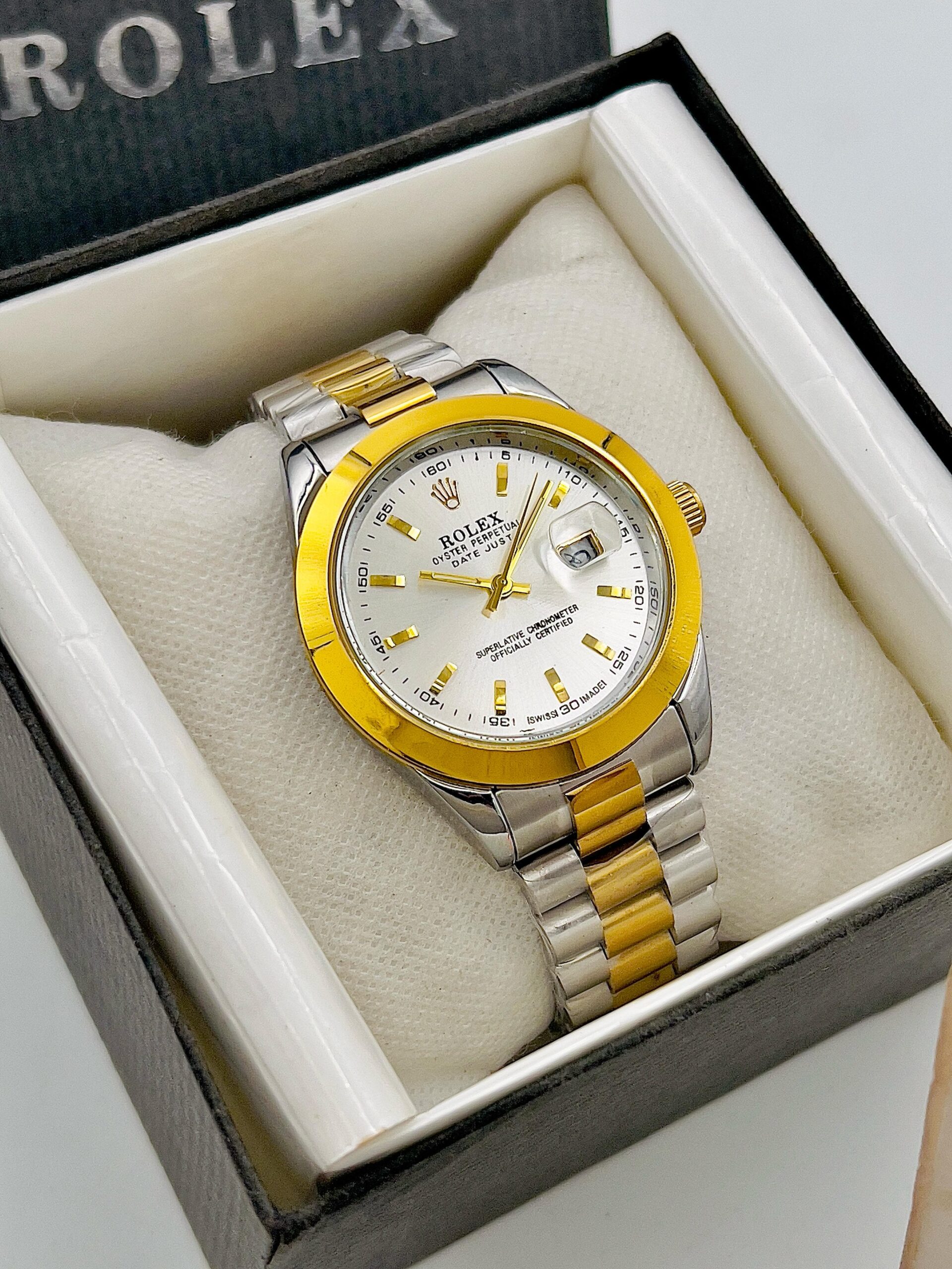 RLX 013- 2Tone Silver Golden with Silver Dial Premium Oyster Perpetual Datejust Luxury Watch for Men – High-End Stainless Steel Finish – Waterproof & Elegant Design - Image 2
