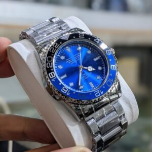 RLX 009- Silver Kit With Blue Dial Curve High Quality Quartz Watch (Without Date)
