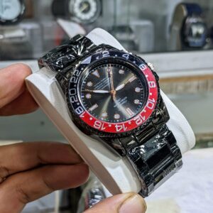 RLX 008- Full black With Red Curve High Quality Quartz Watch (Without Date)