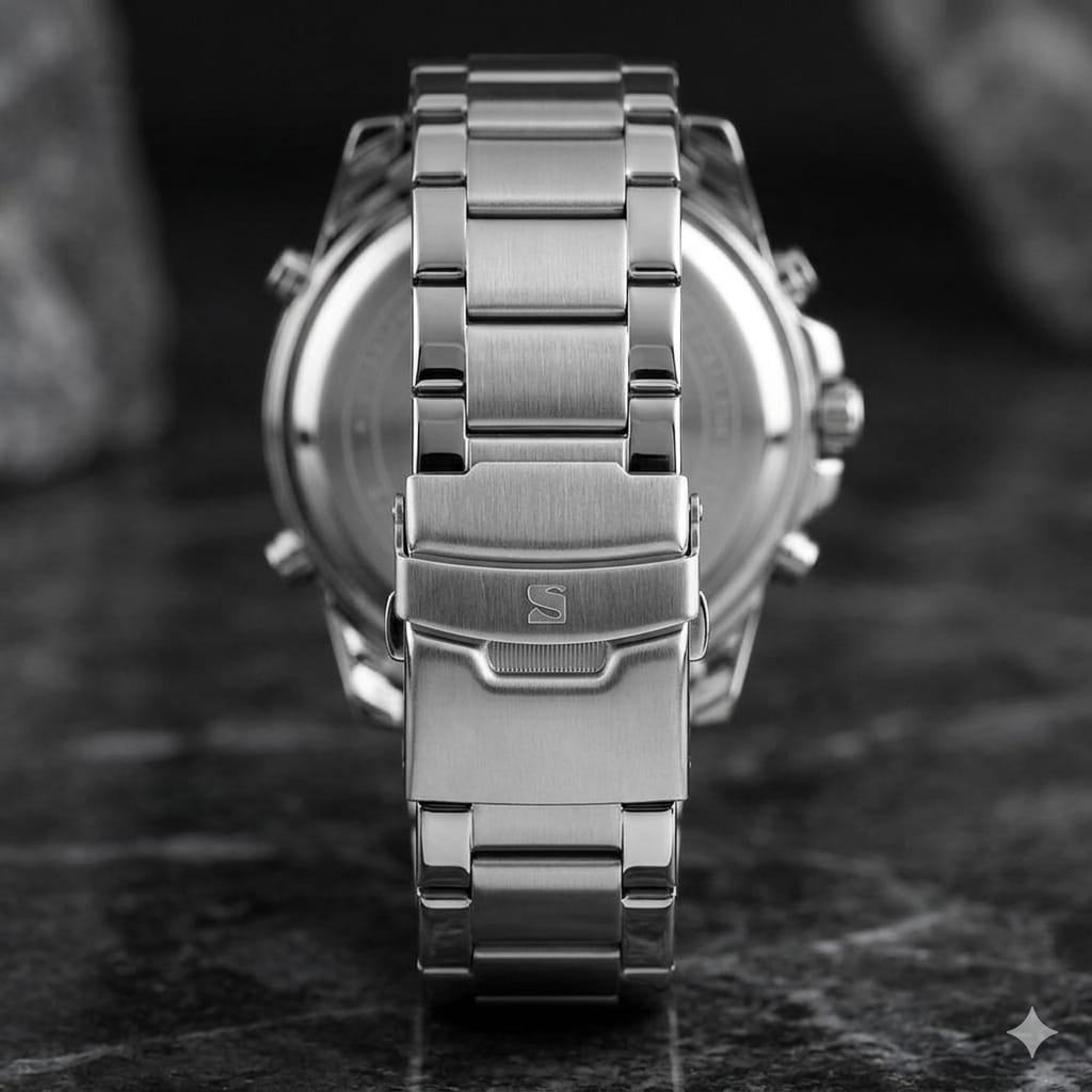 SKMEI 2210 SKMEI White Dail Premium Luxury Waterproof Men's Watch | Original Chronograph Stainless Steel Wrist Watch | Free Box + Free Delivery - Image 4