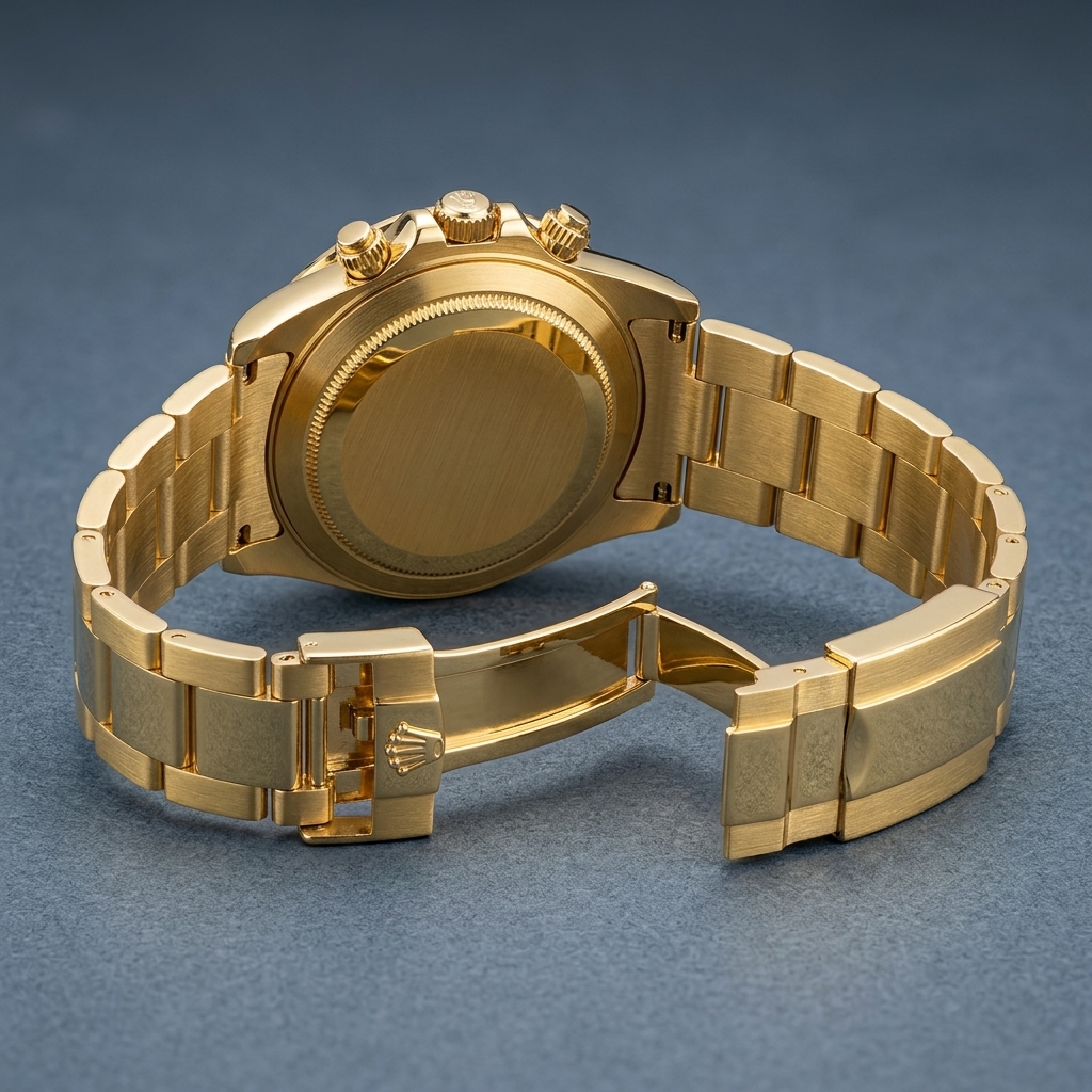Luxury Gold Chronograph Watch for Men – Black Dial with Diamond Hour Markers, Date Window & Gold Stainless Steel Chain | Free Box & Free Delivery - Image 3
