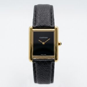 Luxury Black Gold Watch for Men – Premium Rectangular Dial with Black Leather Strap